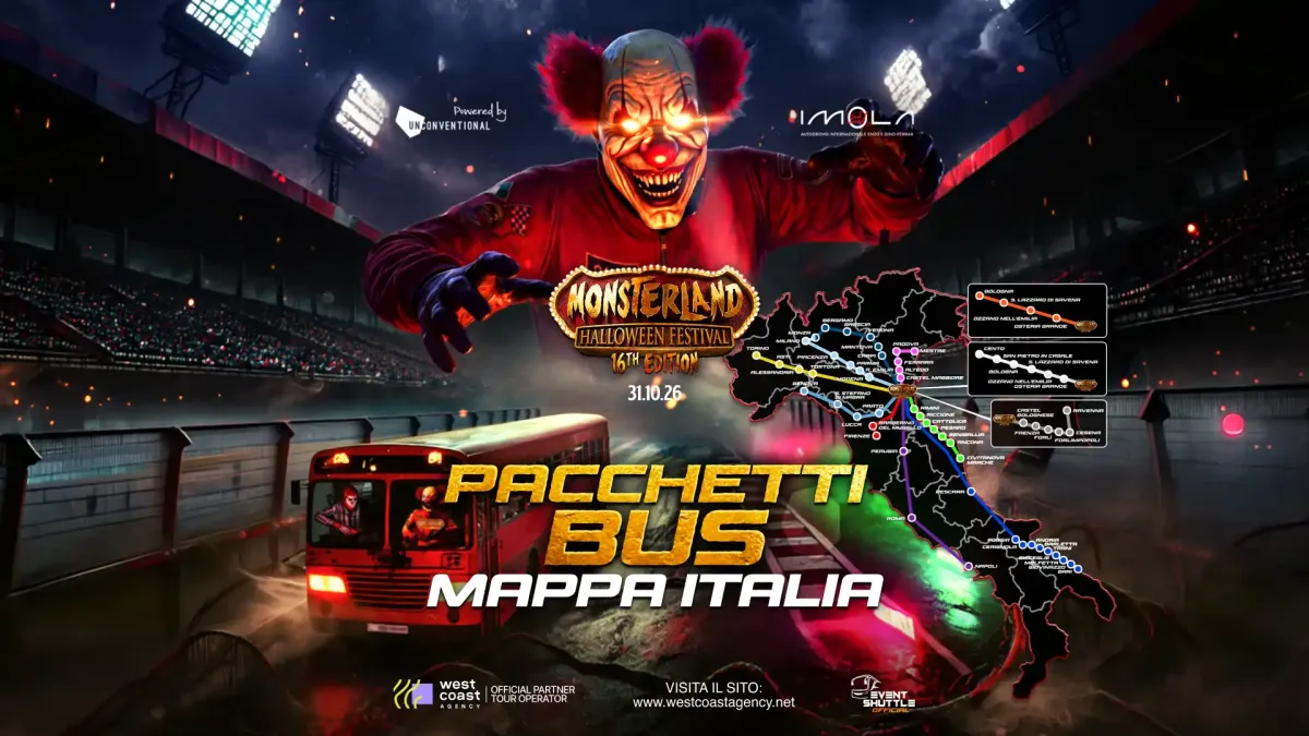 Monsterland Halloween Festival 31.10.2026 Autodromo di Imola Pacchetto Bus - Biglietto