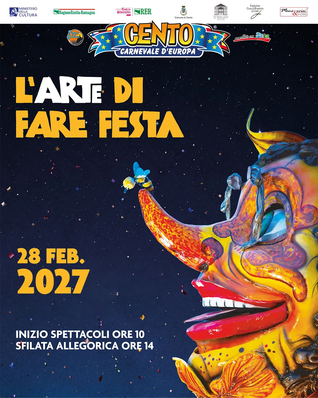 CENTO CARNEVALE D'EUROPA 2027 - L'ARTE DI FARE FESTA NAVETTE - BUS 28 Febbraio 2027