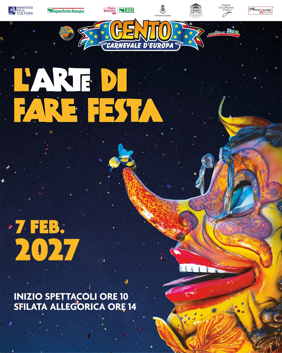CENTO CARNEVALE D'EUROPA 2027 - L'ARTE DI FARE FESTA NAVETTE - BUS 07 Febbraio 2027