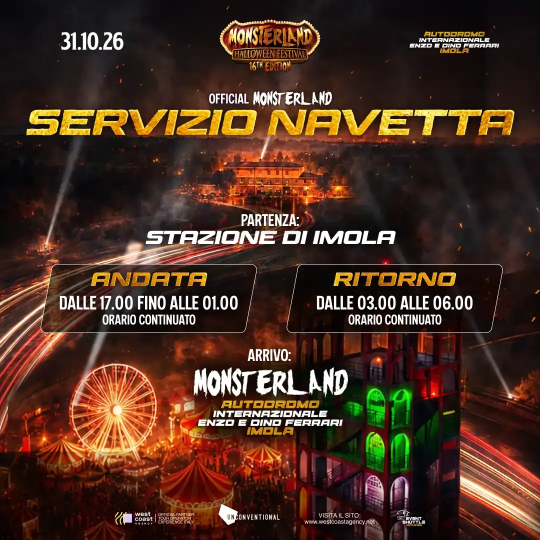 Monsterland Halloween Festival 31.10.2026 Autodrome of Imola Ticket Bus Station