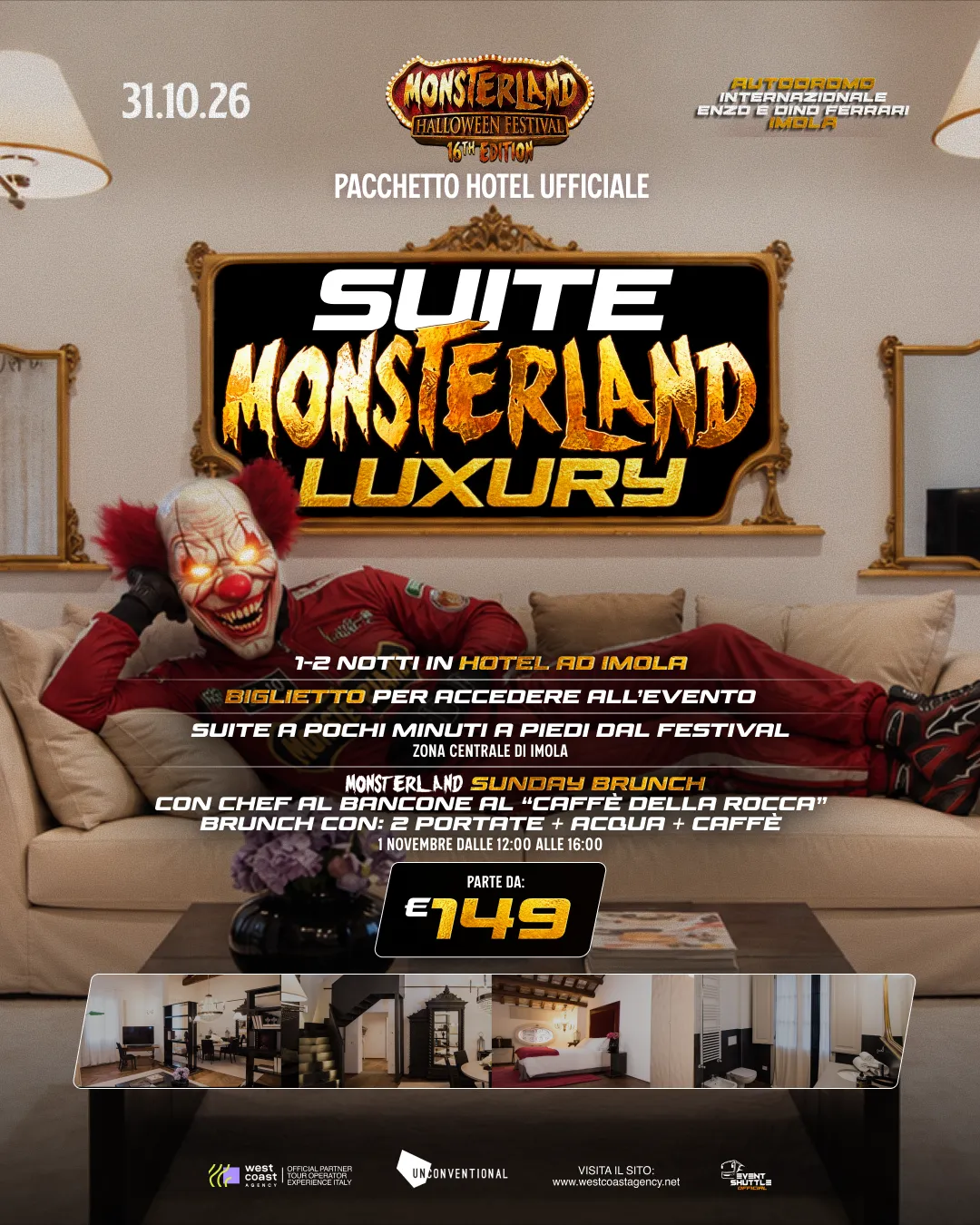 Monsterland Halloween Festival 31.10.202 Suite Luxury Imola Pacchetto hotel + Ticket