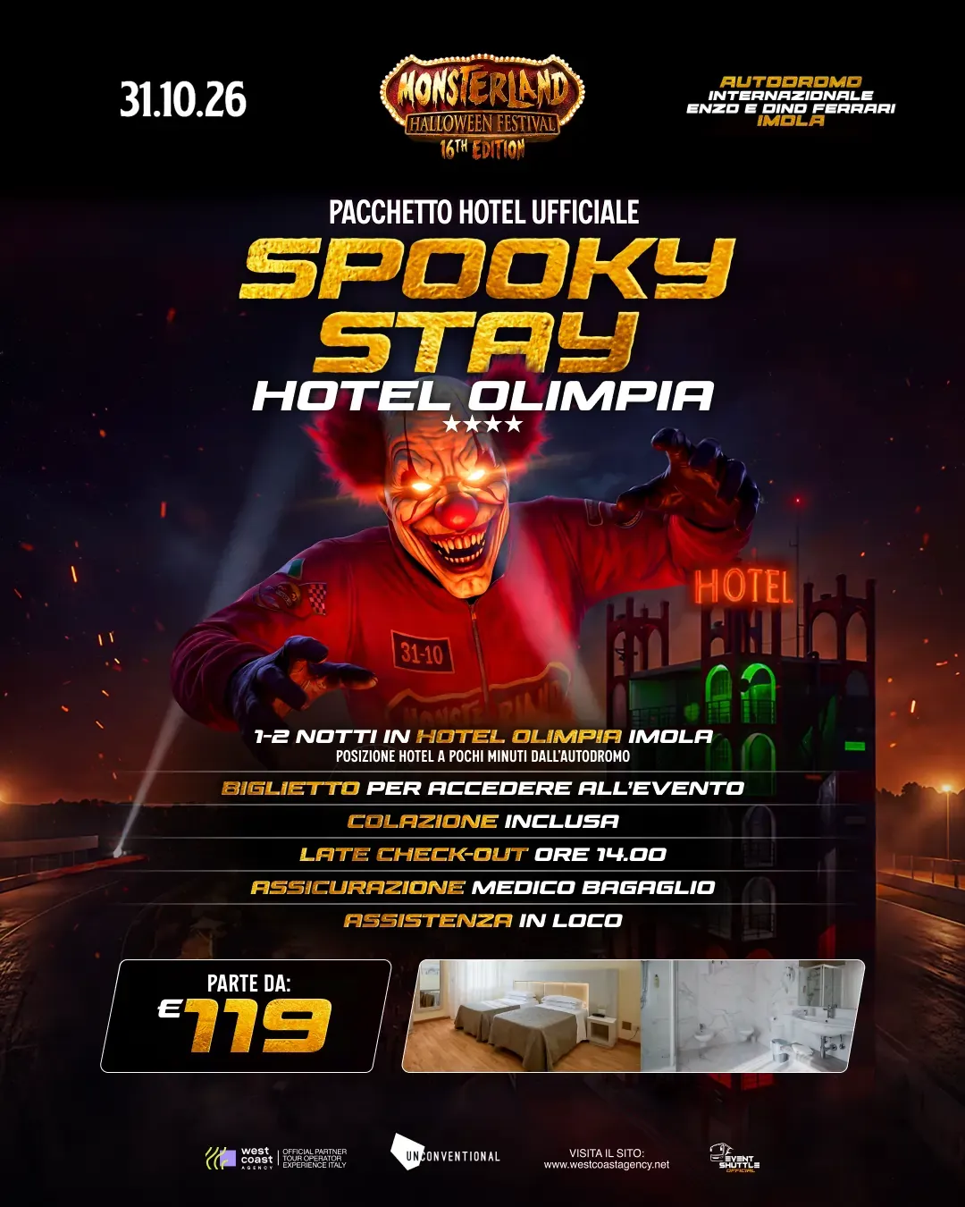 Monsterland Halloween Festival 31.10.2026 Packages Hotel -Ticket -Biglietto (Hotel Olimpia )