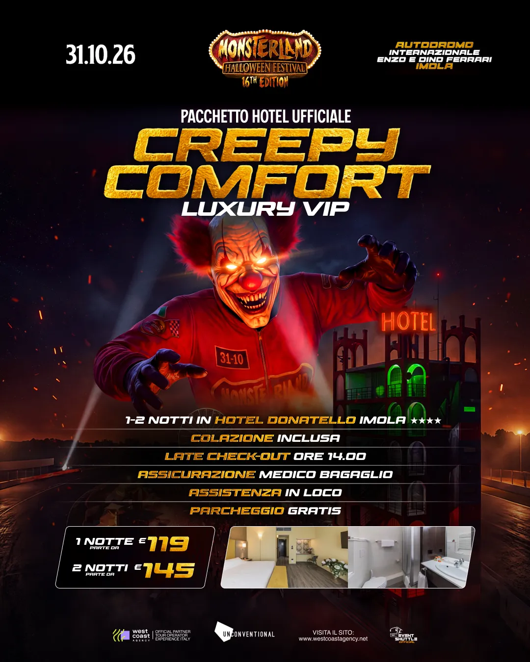 Monsterland Halloween Festival 31.10.2026 solo Hotel -  ( Hotel Donatello)